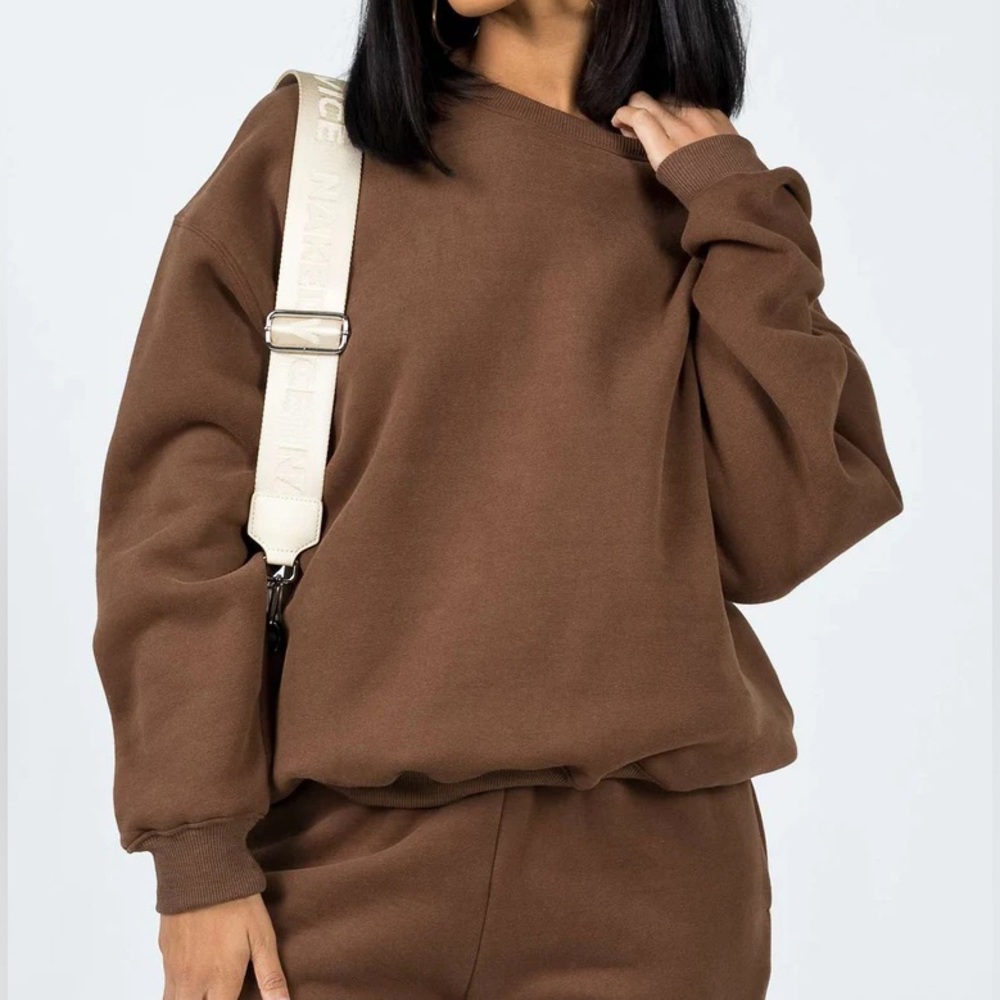 princess polly brown charlotte crewneck sweatshirt